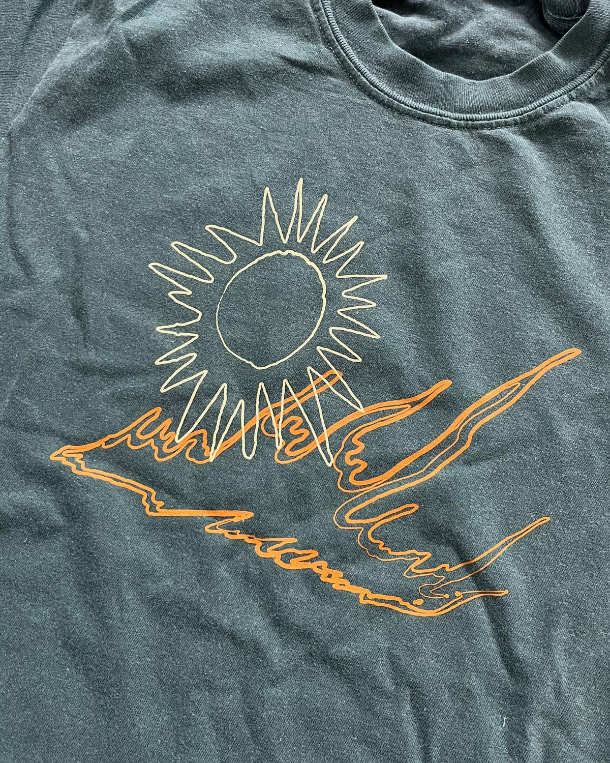 Warm Terracotta Sun Dial Tee (Spruce Blue)