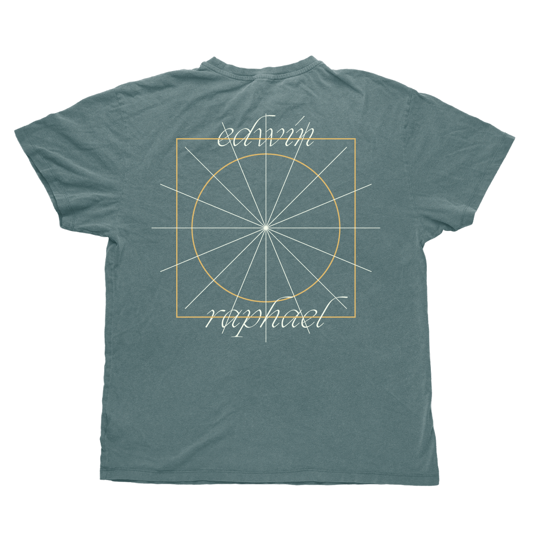 Warm Terracotta Sun Dial Tee (Spruce Blue)
