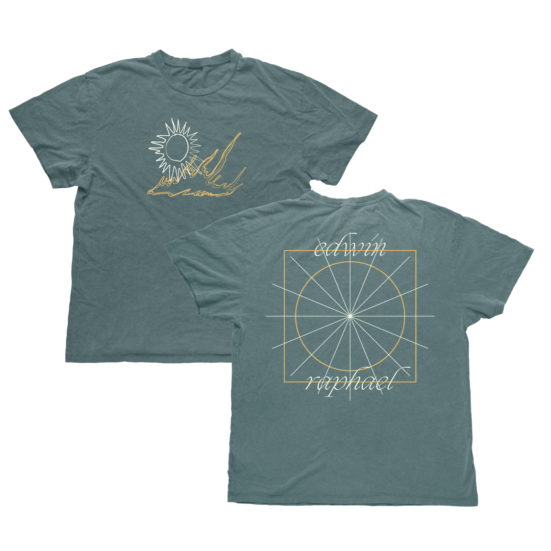 Warm Terracotta Sun Dial Tee (Spruce Blue)